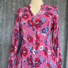 Women’s Cotton Traders Vibrant Flower Design Smart Long Sleeve Dress. Size UK 12