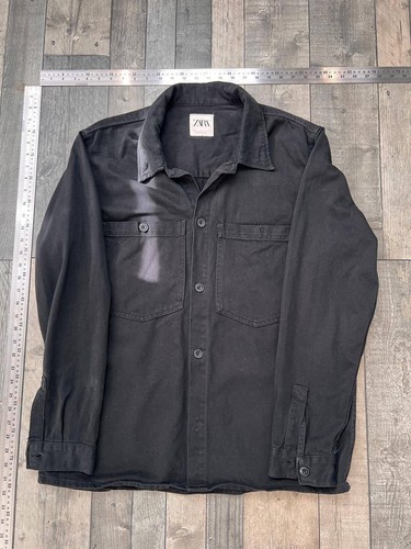Zara black button overshirt - black, button-up