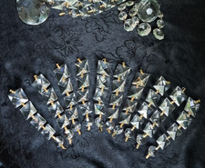 10 STRINGS of SQUARE VINTAGE RETRO CHANDELIER DROPS CLEAR FACET CUT 50 CRYSTALS