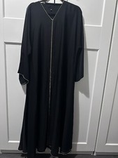 Saudi Abaya Black With Gold Piping Size Small 54 Brand New