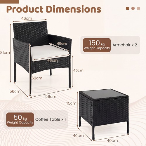 Piece rattan balcony - 3-piece,