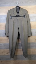 Jaeger Linen Silk Suit Mens Size 40R Jacket 34L Trousers Green Khaki 2 Piece 