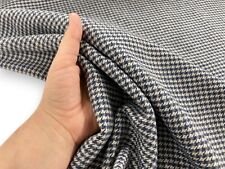 Dogtooth Fabric Navy Wool Blend Warm Winter Material for Coat Dressmaking
