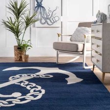 Nautical Anchor Navy Area Rug
