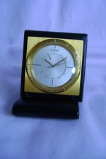 RARE MINIATURE LECOULTRE MEMOVOX TRAVEL /  ALARM CLOCK WITH LEATHER CASE