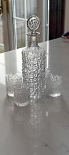 VINTAGE 80s WHITEFRIARS GLLACIER CRYSTAL DECANTER WITH 4 TUMBLER GLASSES MID...