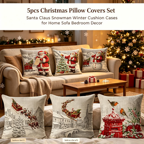 5pcs christmas pillow covers - christmas,