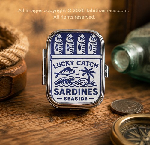 Retro sardine tin pill box - tin,