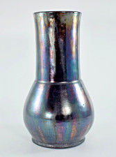 VINTAGE GERMAN STUDIO POTTERY TERRACOTTA LUSTRE VASE 18cm