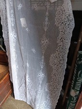 VINTAGE White Lace Net Floral Hem  Curtains Width 195 X 90 cm ONE PANEL