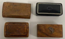 4 X SNUFF BOXES WOODEN &