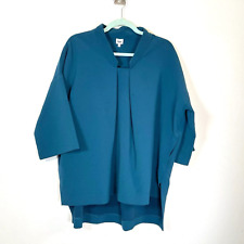 Kin Oversized Tunic Top Teal Blue Half Sleeve Pockets Lagenlook UK Size 8