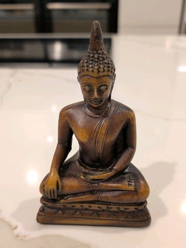 Seated wooden carved buddha - wooden,