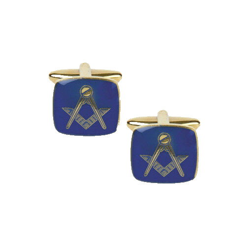 Masonic cufflinks gold blue - gold,
