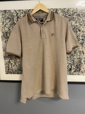 Vintage Fila White Line Polo Shirt, Mens Large Brown VTG 80s 90s MOD Retro