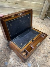 Antique Victorian Writing Box / Slope Hardwood Brass Inlayed Details. C:-1890s..