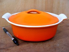 LE CREUSET CAST IRON OVAL CASSEROLE 16CM VOLCANIC ORANGE  ALL HOBS  OVENS RANGES