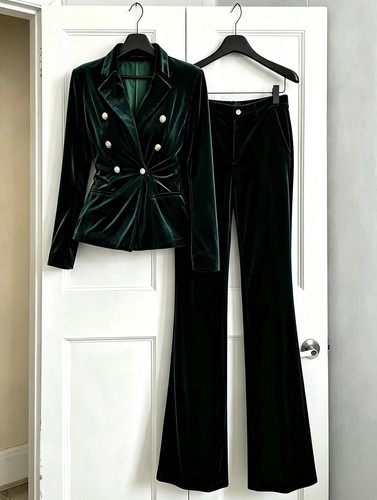 Women green velvet - green,