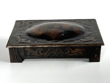 Antique Arts & Crafts Copper Cigarette Box w Hand Hammered Detail c1915