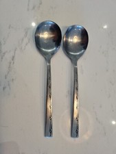 2 x  Viners Vintage Retro Executive Suite soup spoons 17.6cm stainless 70s 
