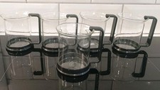 5 x Vintage Bodum Brazil Tea Glasses Black Plastic Handles Made In Switzerland 
