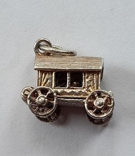 Vintage Silver Bracelet Charm Romany Gypsy Opening Caravan   3.4g