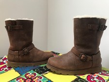 UGG WOMENS NOIRA BROWN LEATHER SHEEPSKIN LINED SN 1009876 BOOTS SIZE UK 7.5 40