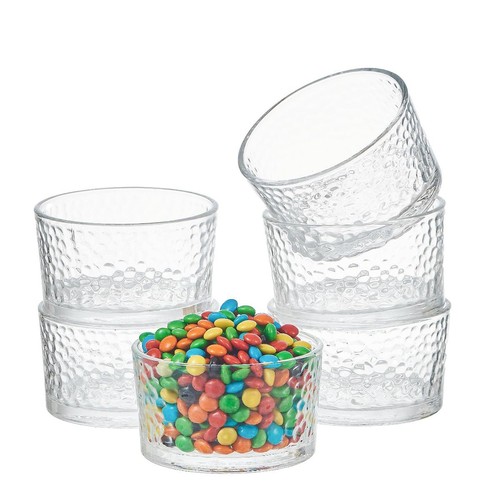 Hammered glass bowls set 6 - hammered,