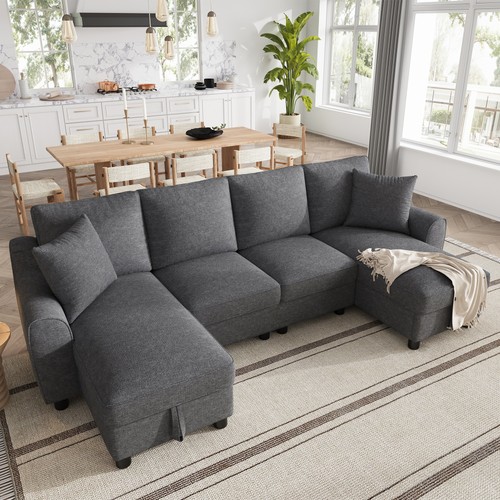 Shaped chenille corner sofa - chenille,