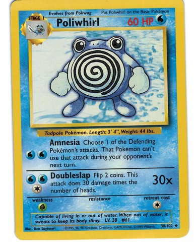 Poliwhirl 102 uncommon base - 38/102,