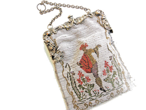 Antique beaded purse showing - beaded,