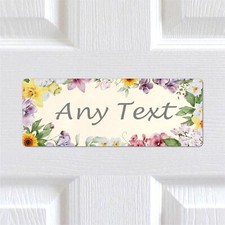 Personalised Any Name / Text METAL Floral Door Sign Plaque. Wall Decor Gift Idea