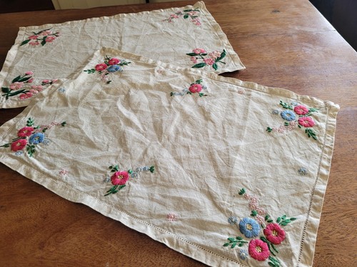 Two vintage hand - vintage, embroidered