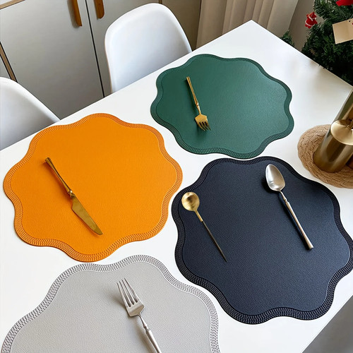 Round mat luxury faux - round, leather