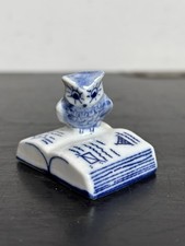 Delft-Style Porcelain Owl On