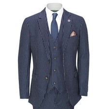 Mens 3 Piece White Pin Stripe