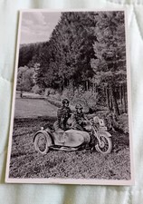 Original Ww2 German Early NSKK Motorcycle With Sidecar Postcard