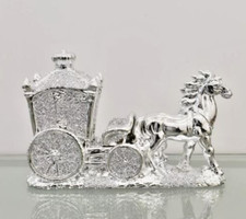 Horse With Round Wagon Buggy Gypsy Big Wheels Crushed Diamond Carriage Ornament
