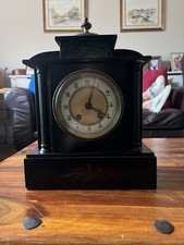 Antique American Slate and Marble Chiming Mantle Clock In Full Working Order