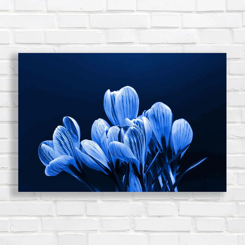 Tulip flowers blue canvas - blue,