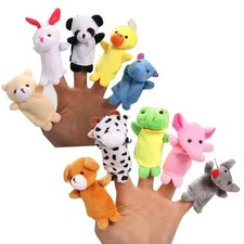 10Pcs Soft Animal Hand Puppets Plush Finger Toys  Parent-child Game Props