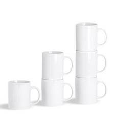 White Mugs Tea Coffee Cups Straight Sided Porcelain Set - 285ml (10oz) - x6