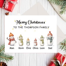 Personalised Snowman Christmas Card Greeting Card Merry Christmas to The Family