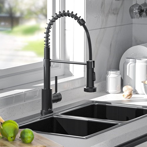 Kitchen mixer taps black pull - kitchen,