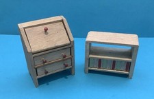 Vintage Dolls House Twiggs Bureau & Bookcase Limed Oak Finish