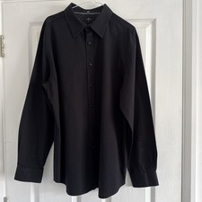JEFF BANKS Black Self  Stripe Shirt , Size XL Armpit