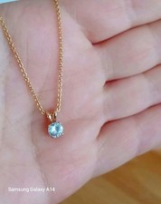 Natural White Zircon Pendant 14K Yellow Gold