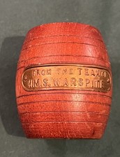 HMS Warspite teak barrel from