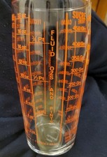 Vintage Arcoroc France Measuring Glass Clear Orange Lettering 18 oz 1970s