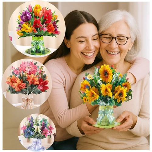 Pop flower greeting - 3d, up